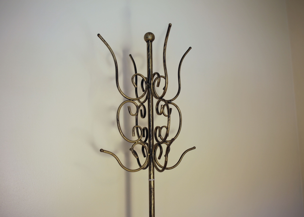 Distressed Gold Tone and Black Coat Rack