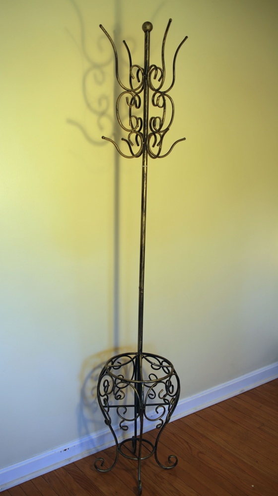 Distressed Gold Tone and Black Coat Rack