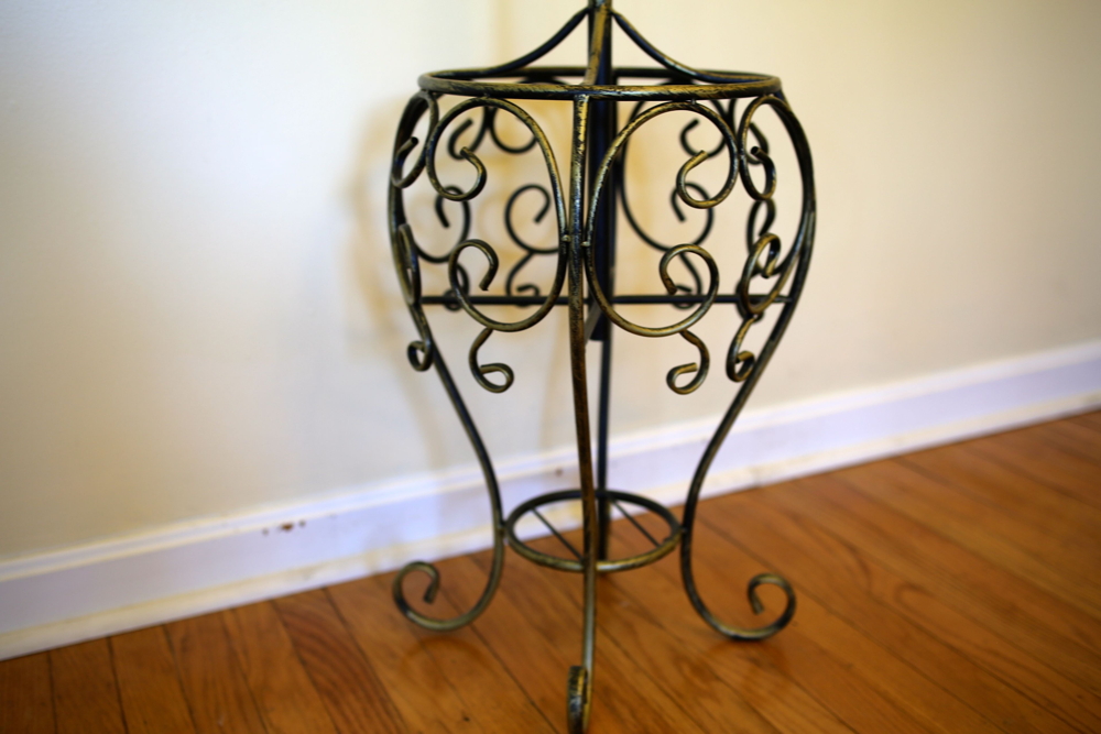 Distressed Gold Tone and Black Coat Rack