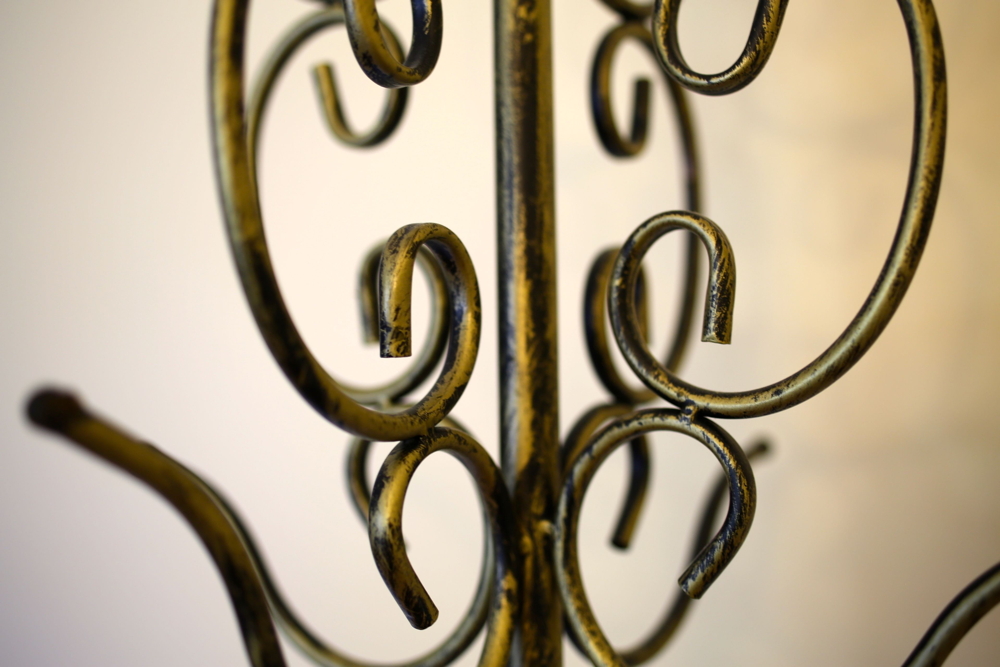 Distressed Gold Tone and Black Coat Rack