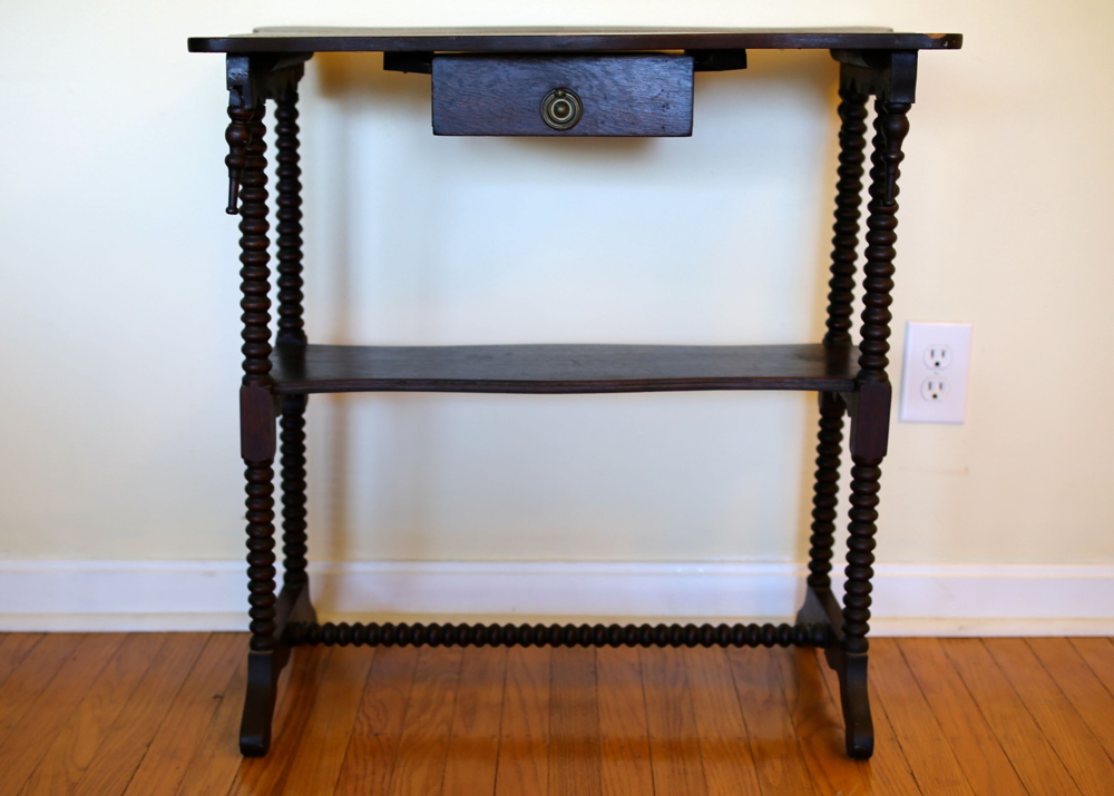 Handmade Oak Victorian Side Table with Shelf