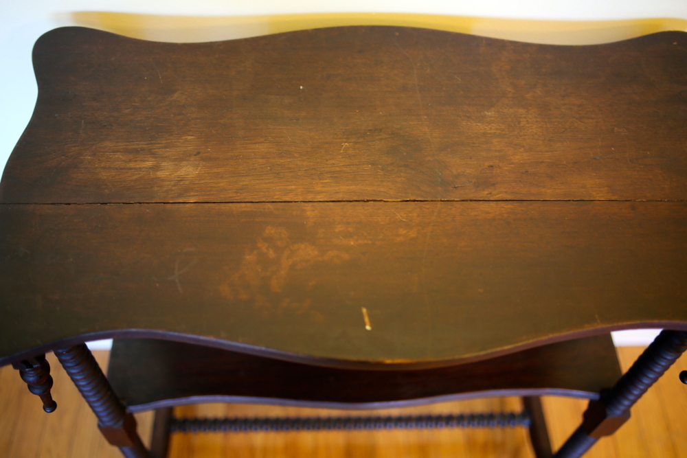 Handmade Oak Victorian Side Table with Shelf