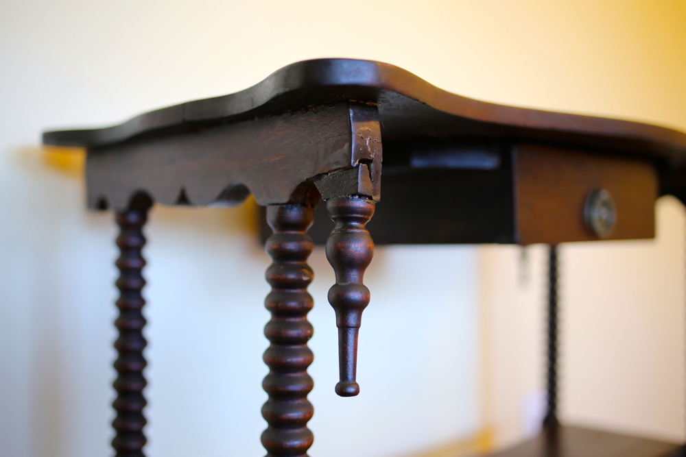 Handmade Oak Victorian Side Table with Shelf