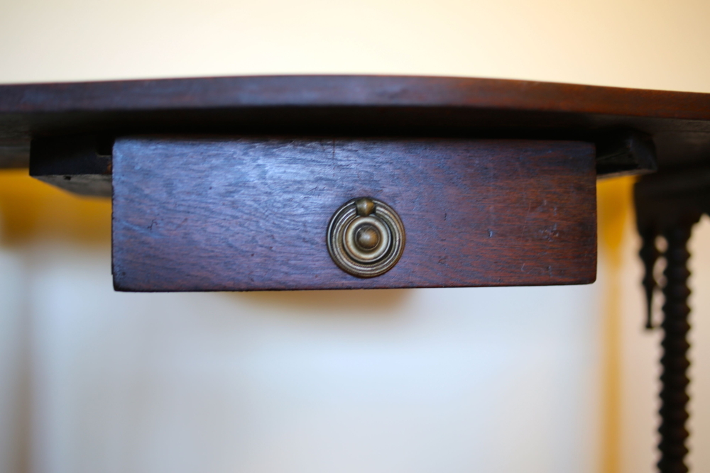 Handmade Oak Victorian Side Table with Shelf