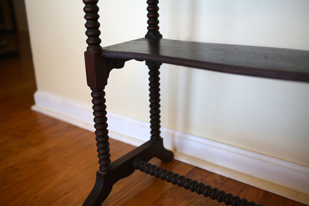 Handmade Oak Victorian Side Table with Shelf