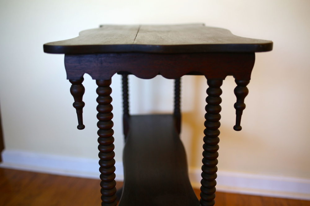 Handmade Oak Victorian Side Table with Shelf