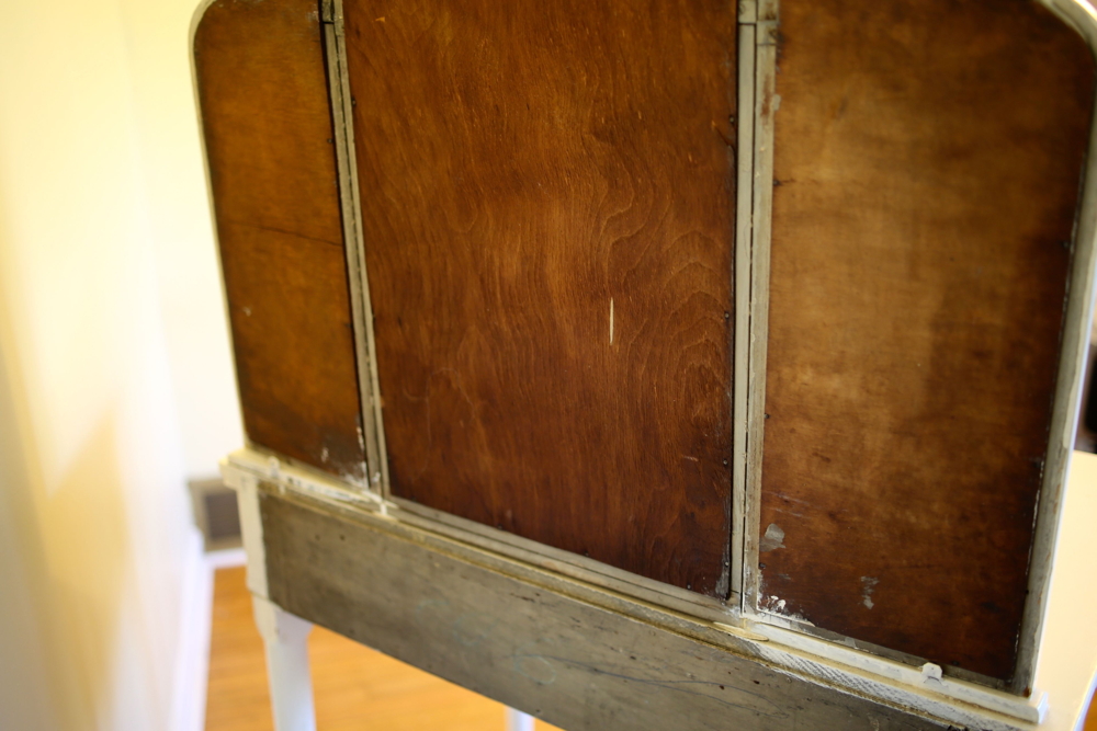 Painted White Walnut Dressing Table and Chair