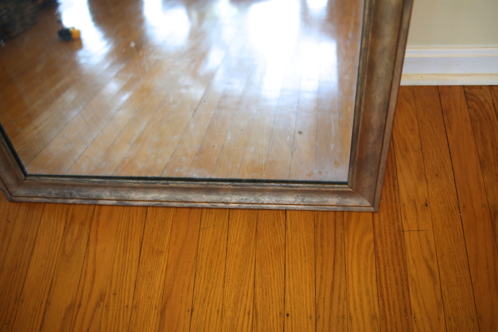 Large Bronze Tone Walnut-Framed Mirror