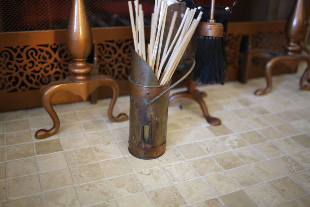 Metal Fireplace Accessories with Copper Finish