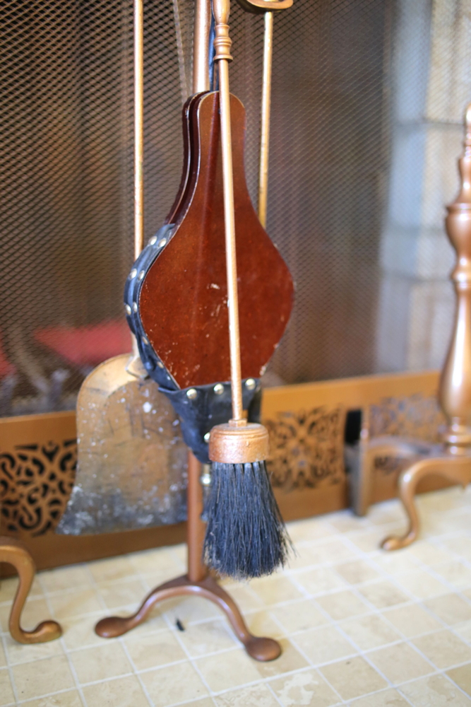 Metal Fireplace Accessories with Copper Finish