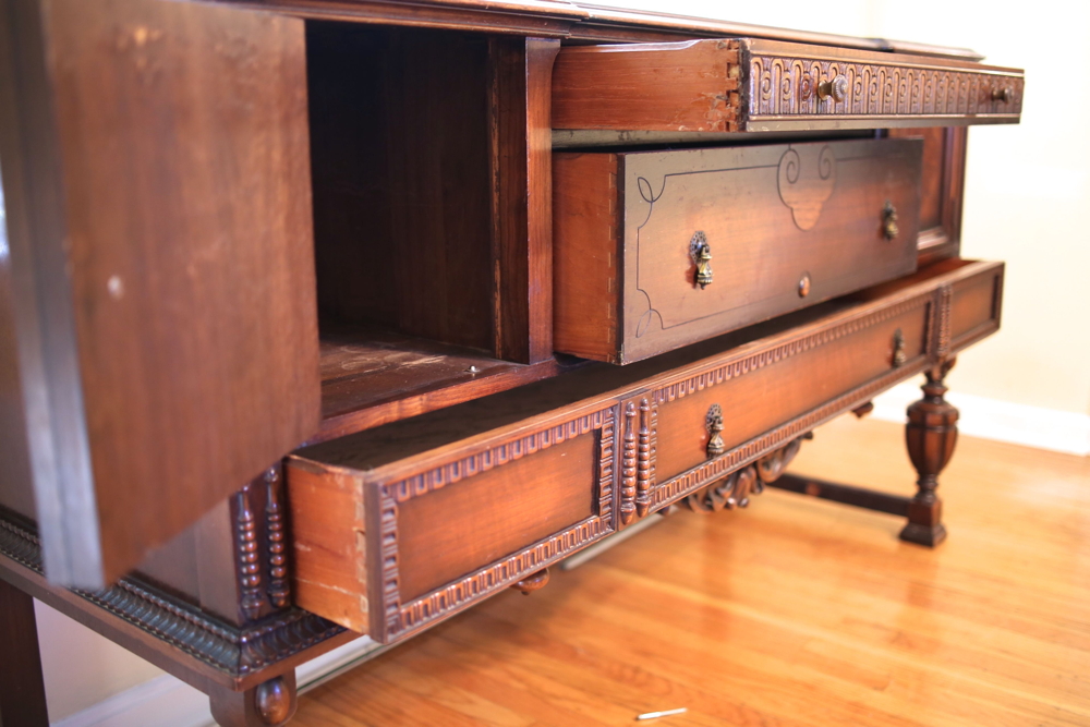 Intricately Carved Jacobean Revival Sideboard