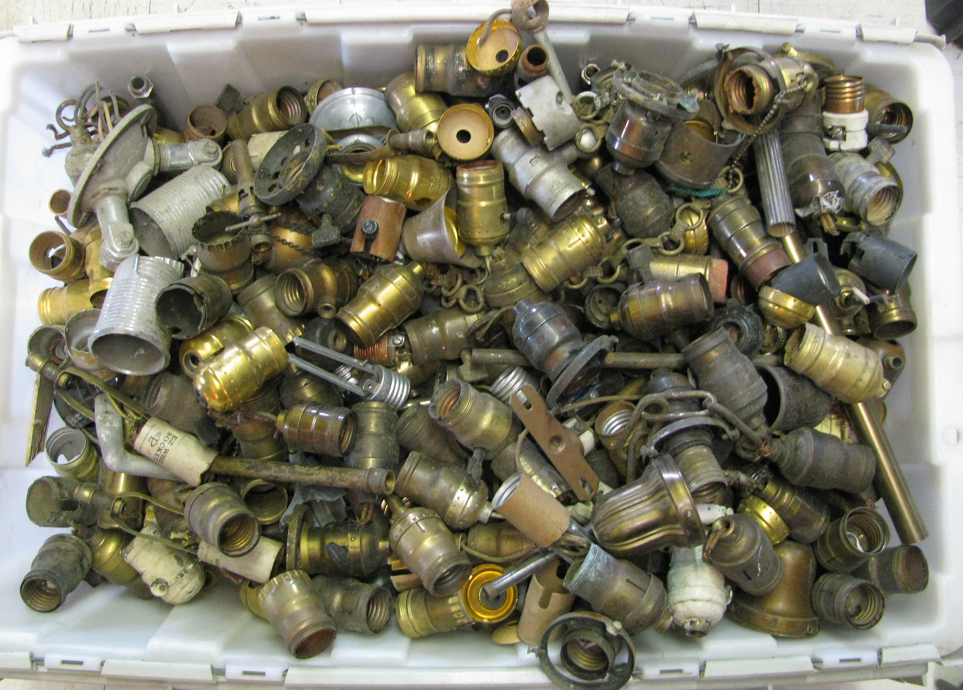 Enormous Tub of Unsorted Antique Light Sockets