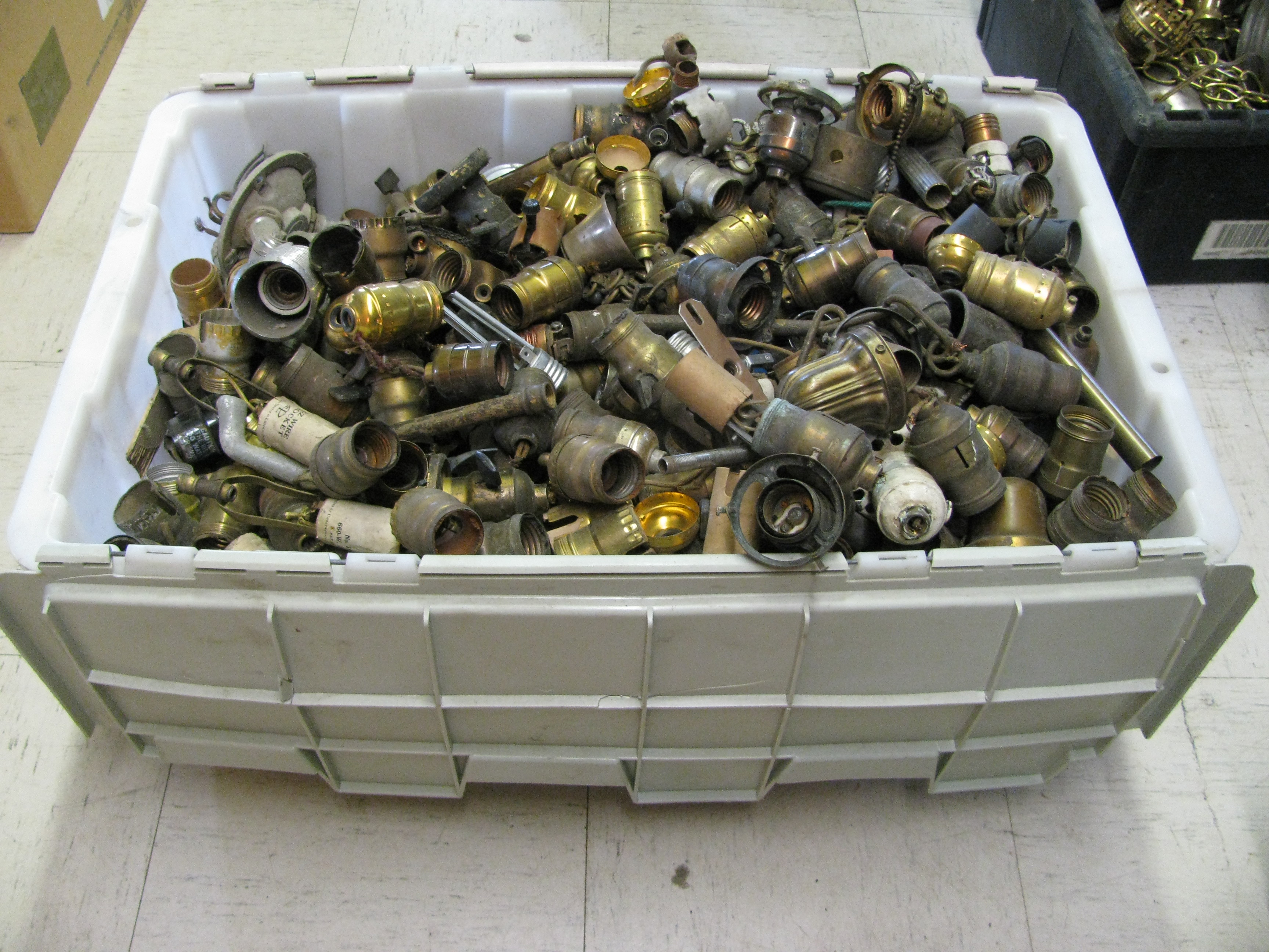 Enormous Tub of Unsorted Antique Light Sockets