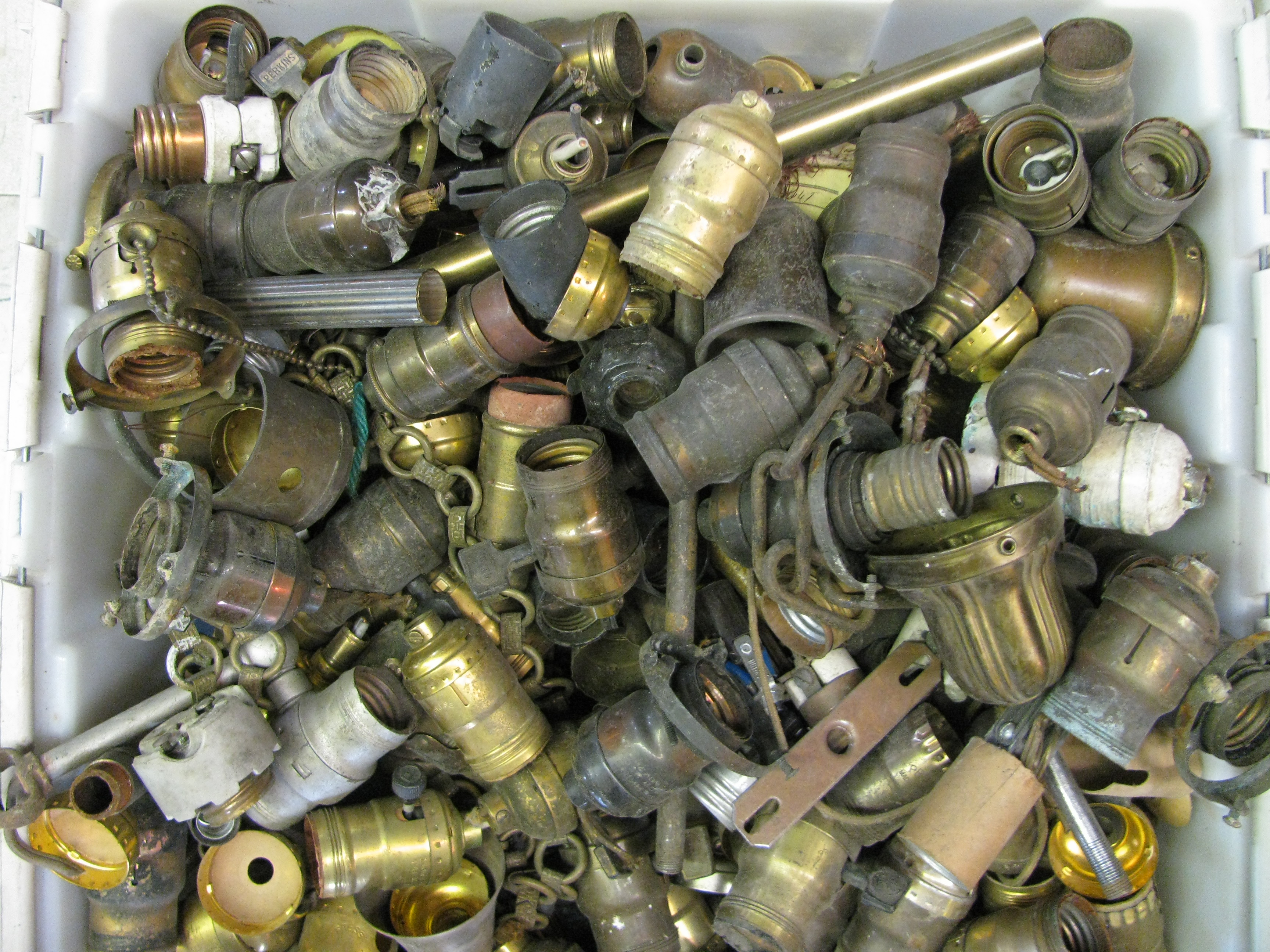 Enormous Tub of Unsorted Antique Light Sockets