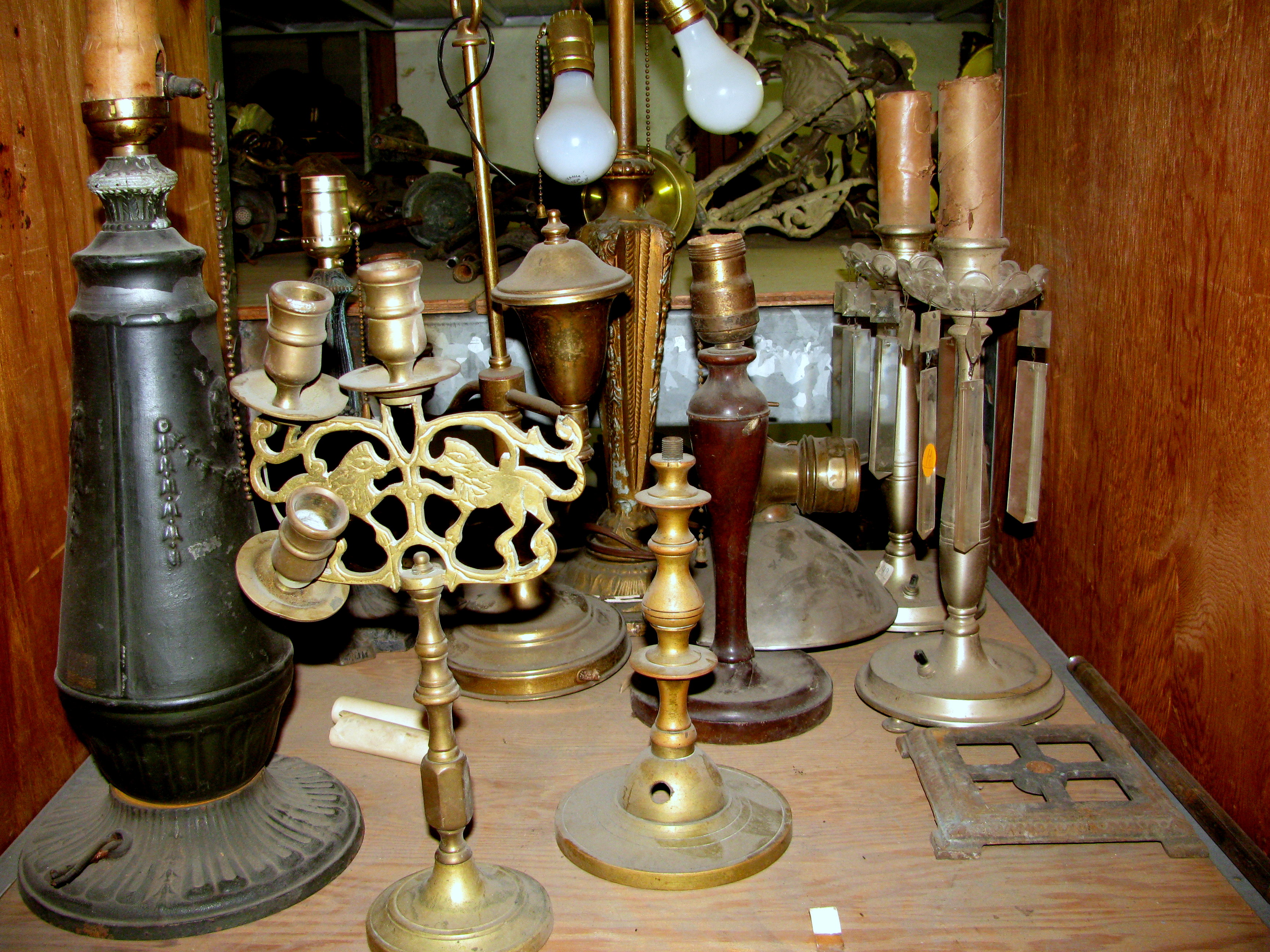 Cleanout of Vintage Slag Glass Parts and Floor Lamp Bases 