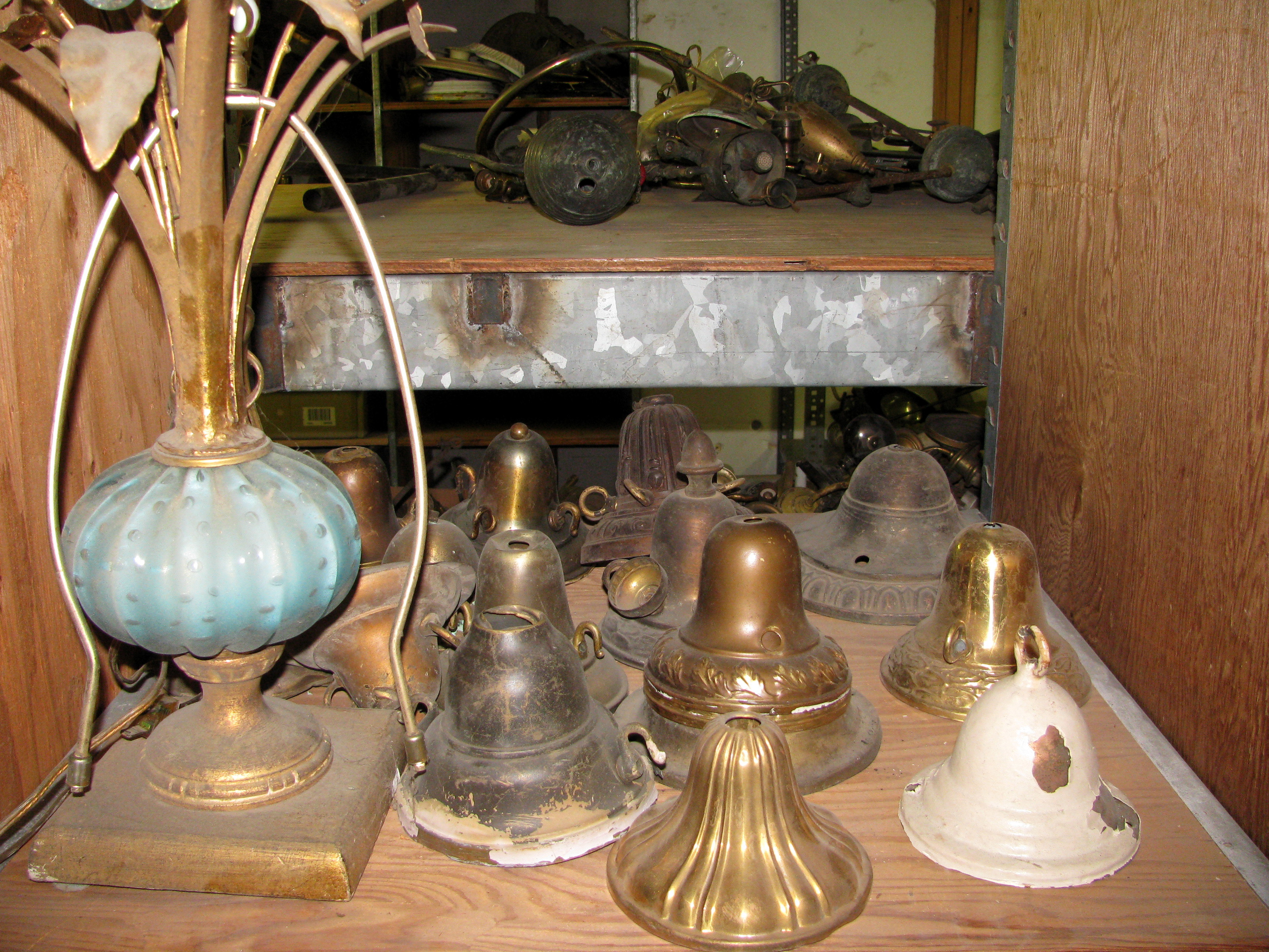 Cleanout of Vintage Slag Glass Parts and Floor Lamp Bases 