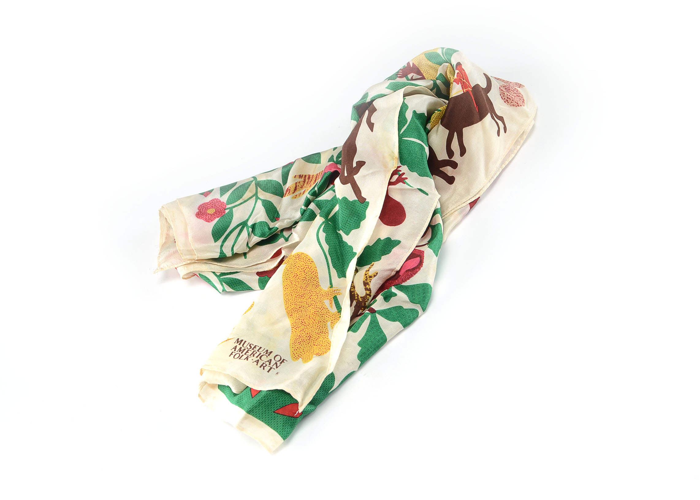 Vintage Silk American Folk Museum Scarf