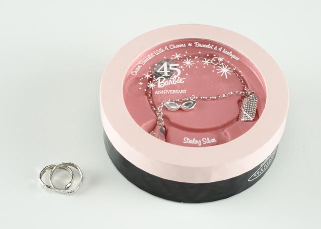 45th Anniversary Sterling Silver Barbie Charm Bracelet & Earrings