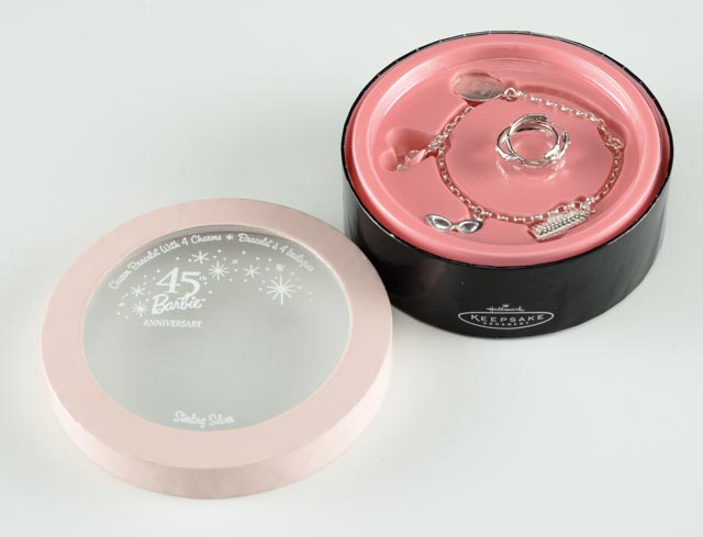 45th Anniversary Sterling Silver Barbie Charm Bracelet & Earrings