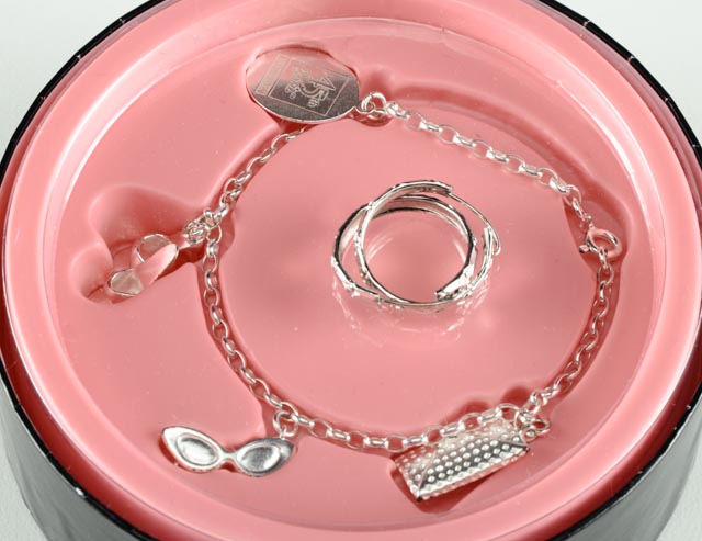 45th Anniversary Sterling Silver Barbie Charm Bracelet & Earrings