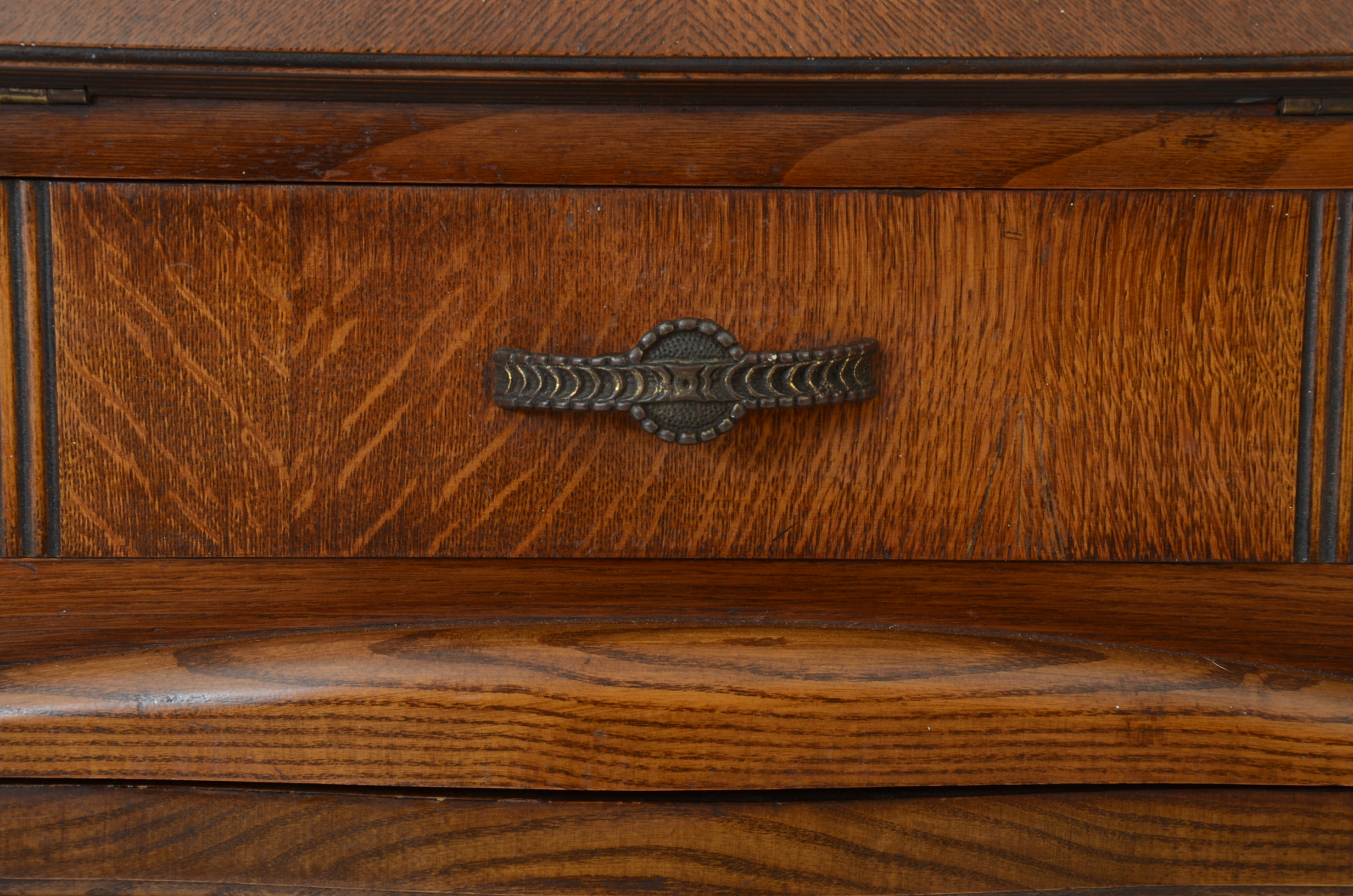 Oak Secretary Desk with Side Curios