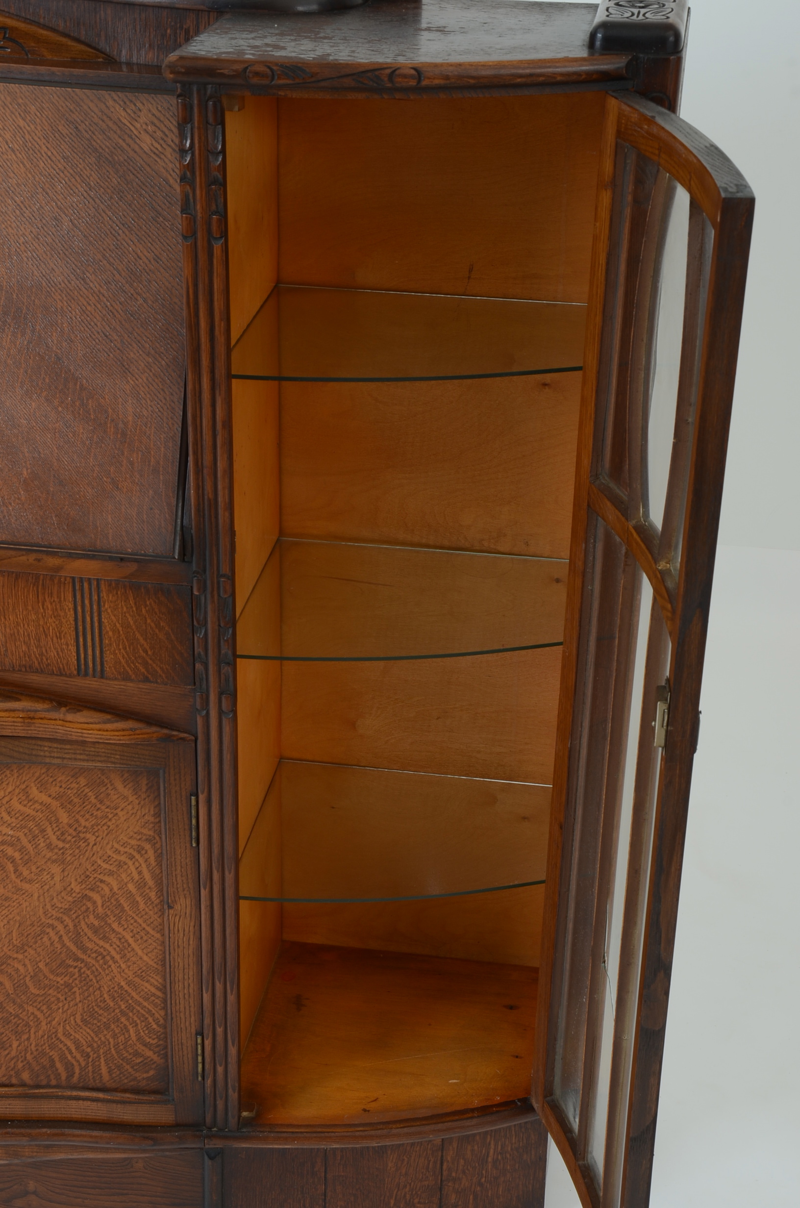 Oak Secretary Desk with Side Curios