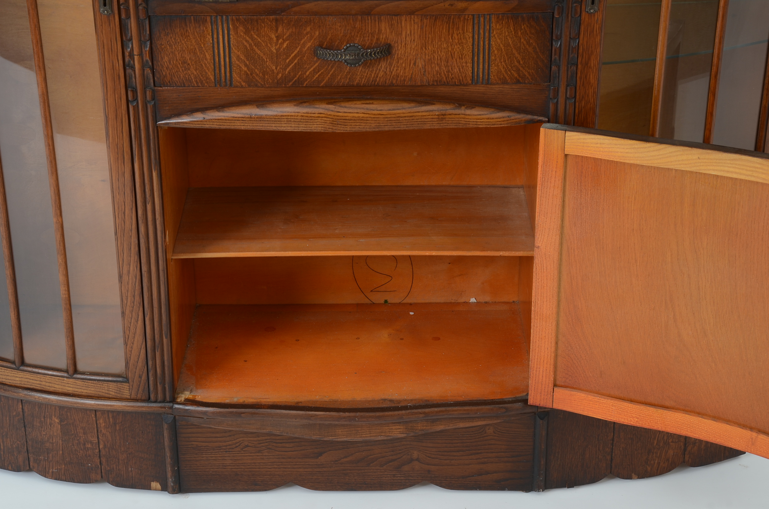 Oak Secretary Desk with Side Curios