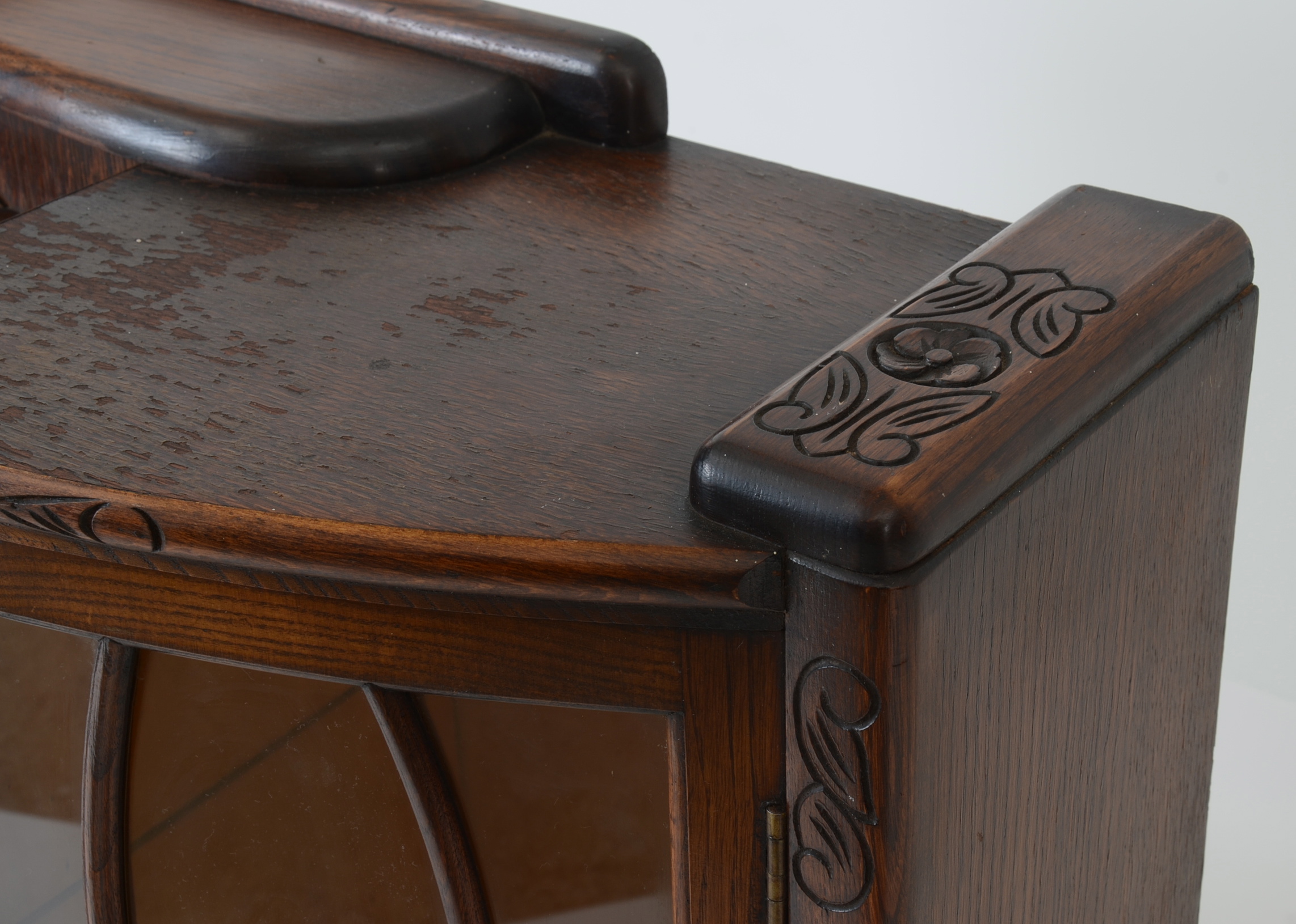 Oak Secretary Desk with Side Curios