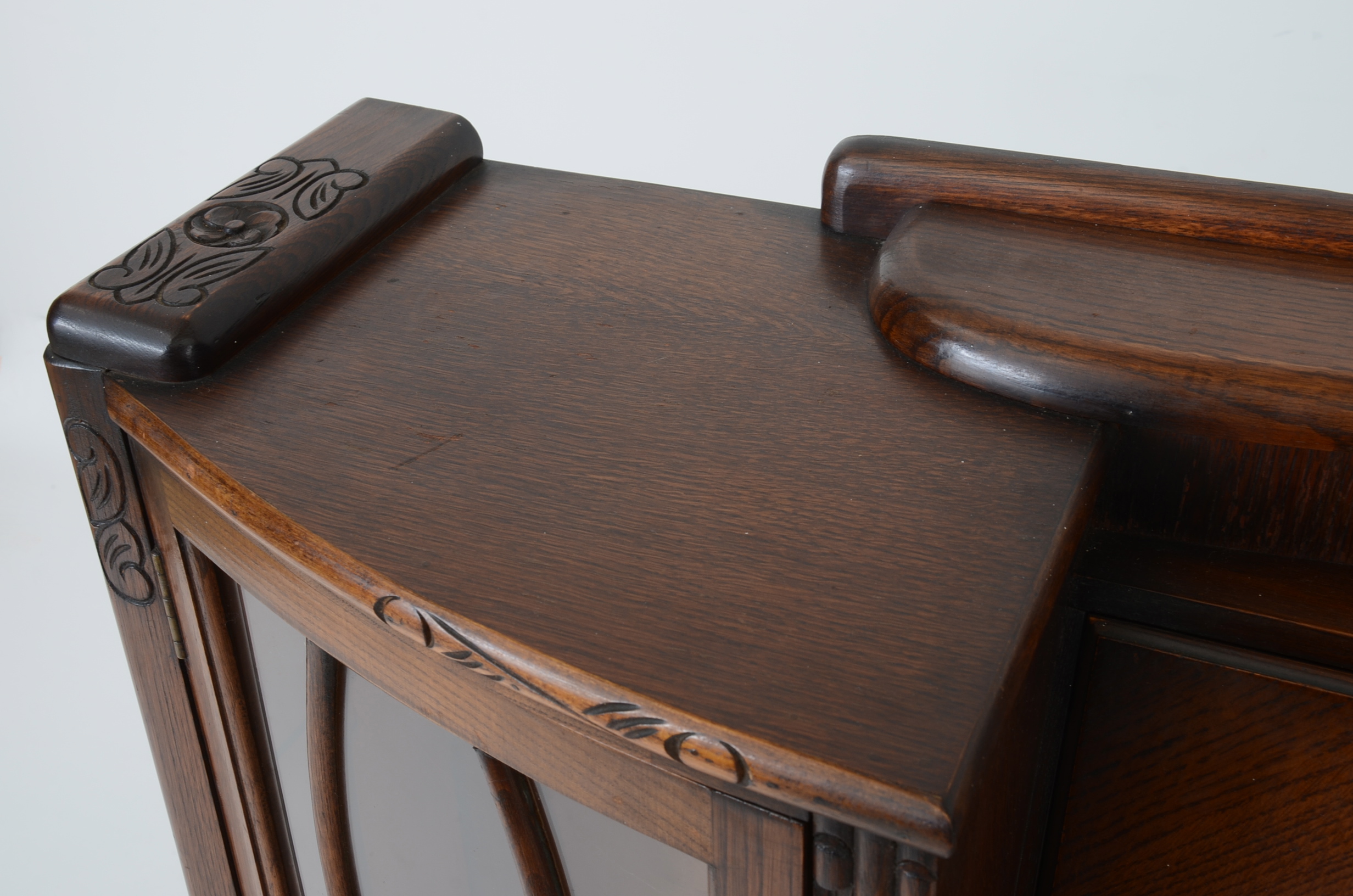 Oak Secretary Desk with Side Curios