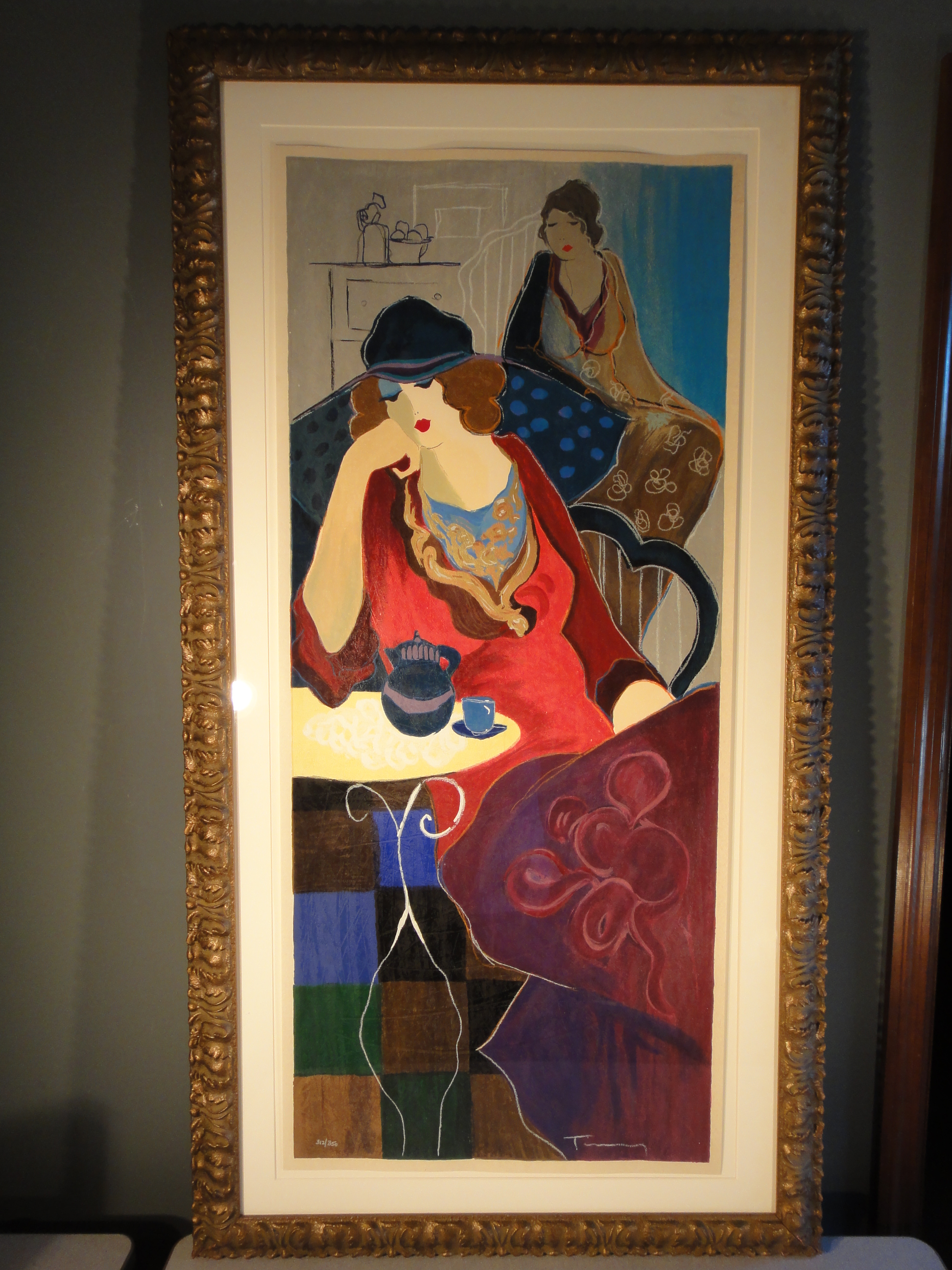 "Tired at Tea II" by Itzchak Tarkay Signed Serigraph