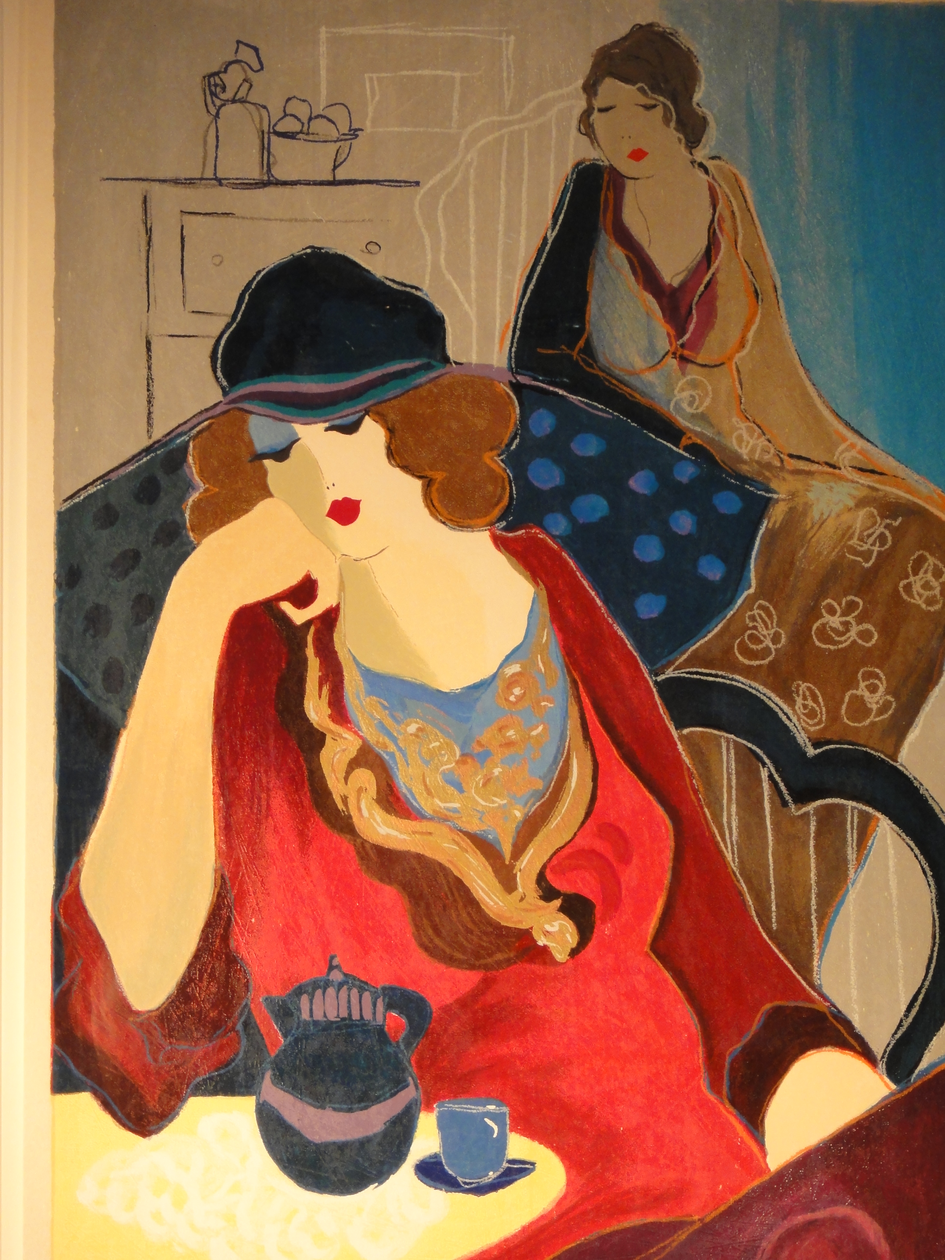 "Tired at Tea II" by Itzchak Tarkay Signed Serigraph