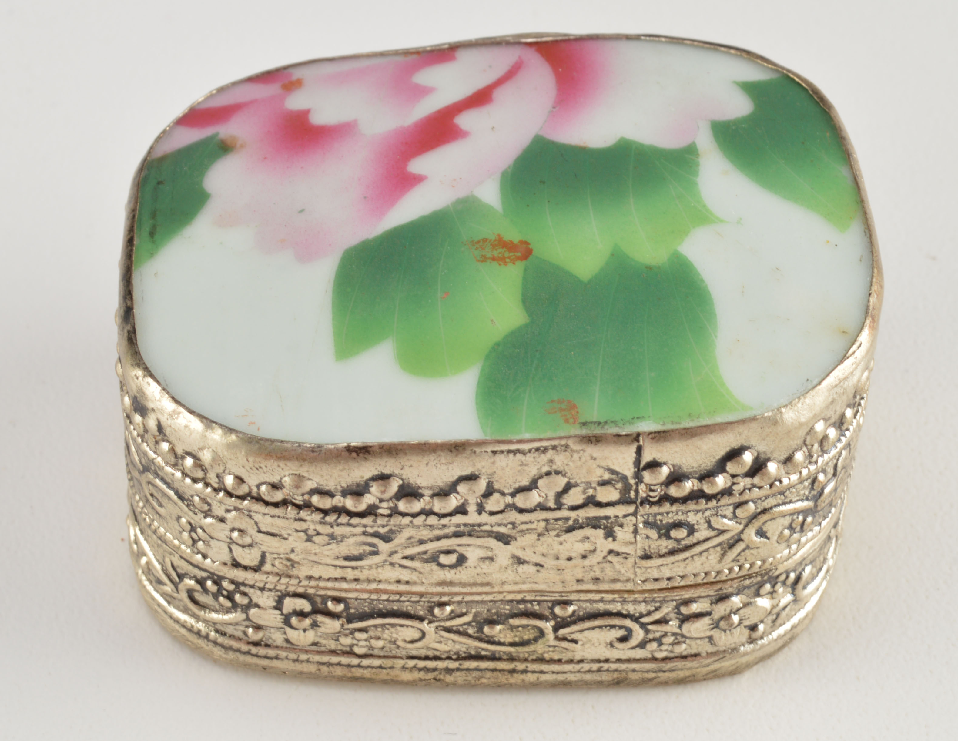 Lidded metal and Glass Candy Dish and Silver Plate Trinket