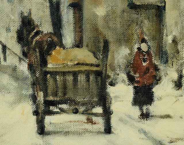 Original Oil on Canvas by Stanislaw Okulicz - Winter Cityscape