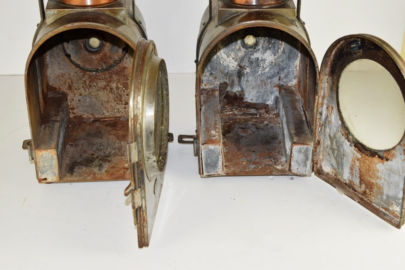 A Pair of Antique Dutch Locomotive Lanterns Marked "Utrecht"