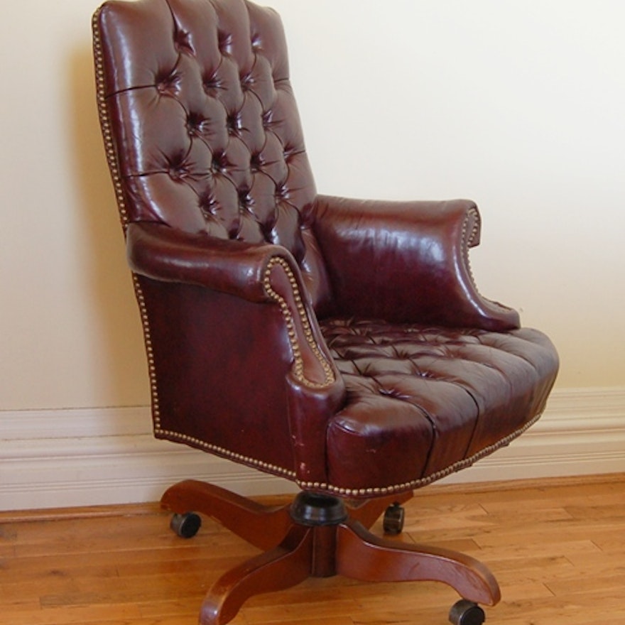 Cordovan Tufted Leather Office Chair by North Hickory Furniture