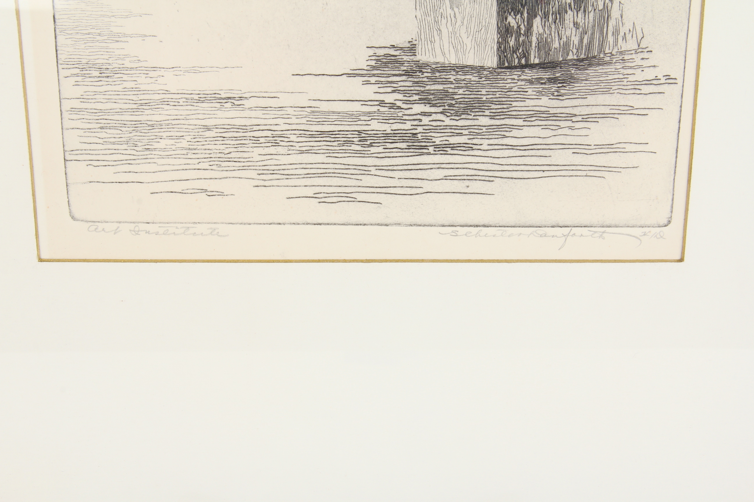 Etching of the Chicago Art Institute, Signed S. Chester Danforth