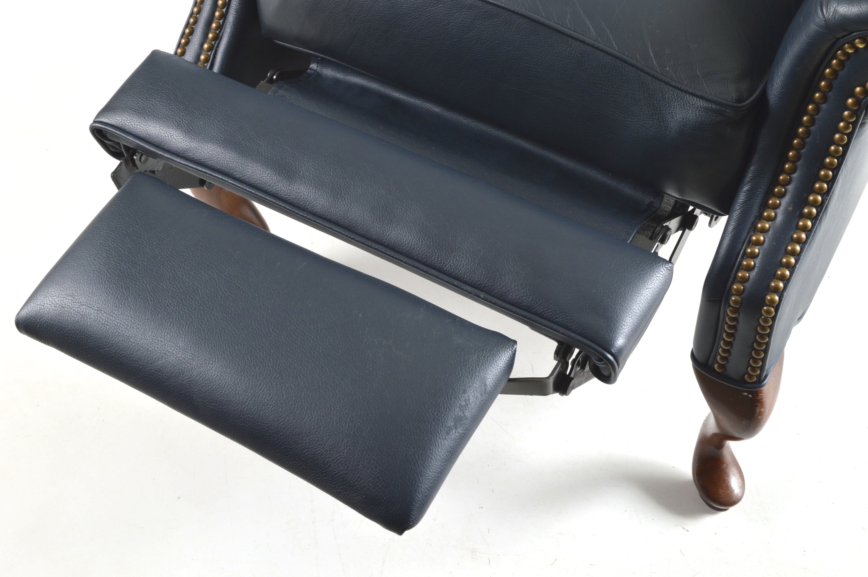 Queen Anne Style Wingback Leather Like Reclining Chair 