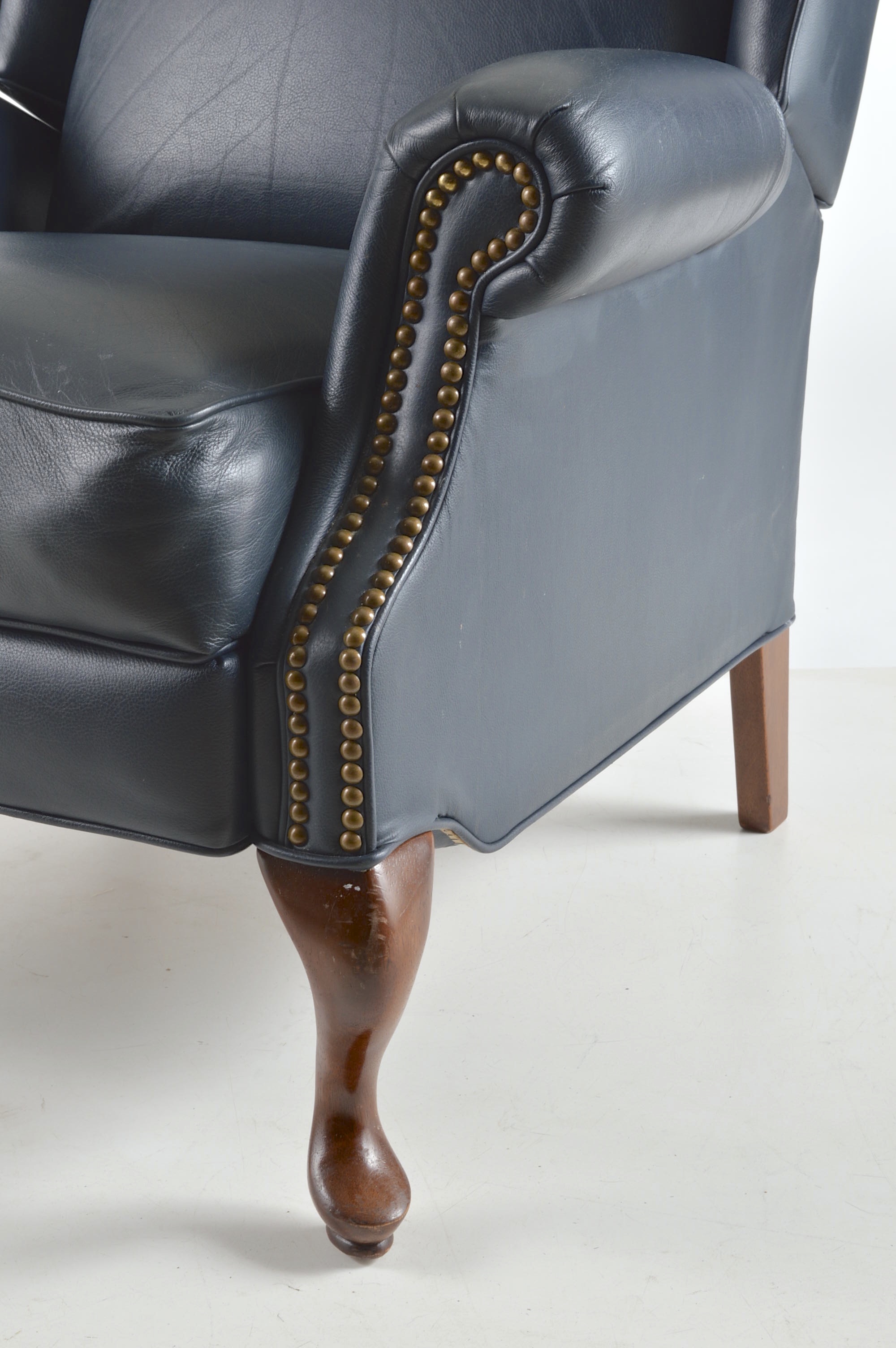 Queen Anne Style Wingback Leather Like Reclining Chair 