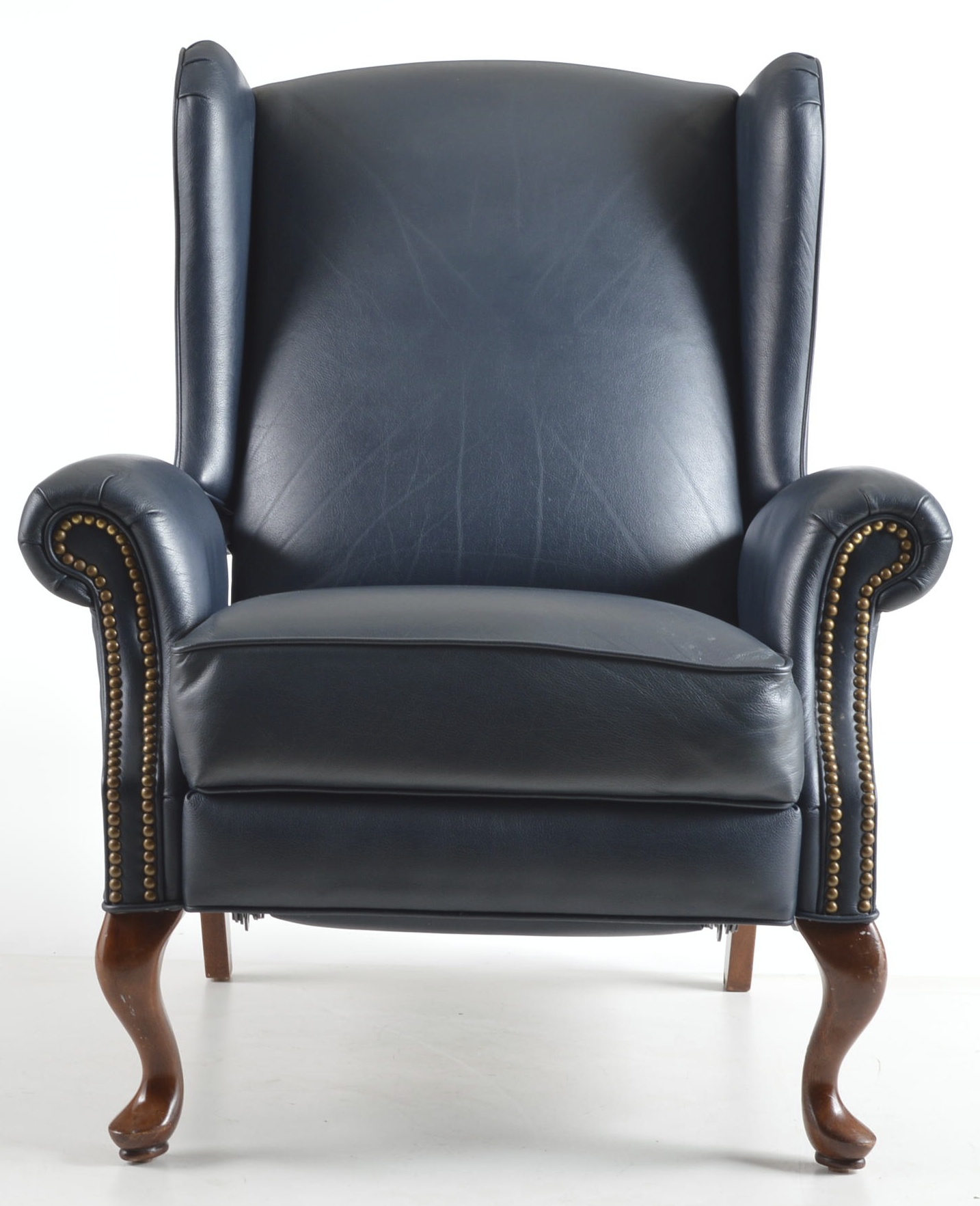 Queen Anne Style Wingback Leather Like Reclining Chair 
