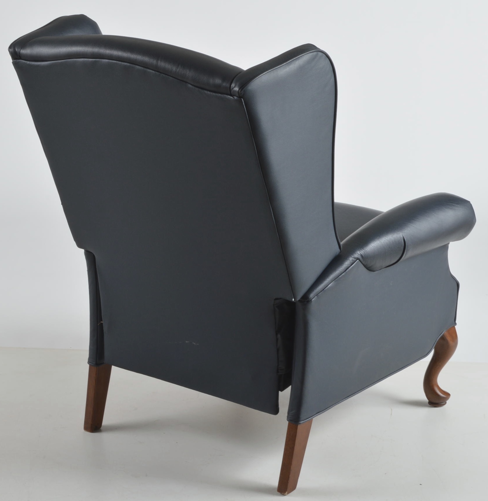 Queen Anne Style Wingback Leather Like Reclining Chair 