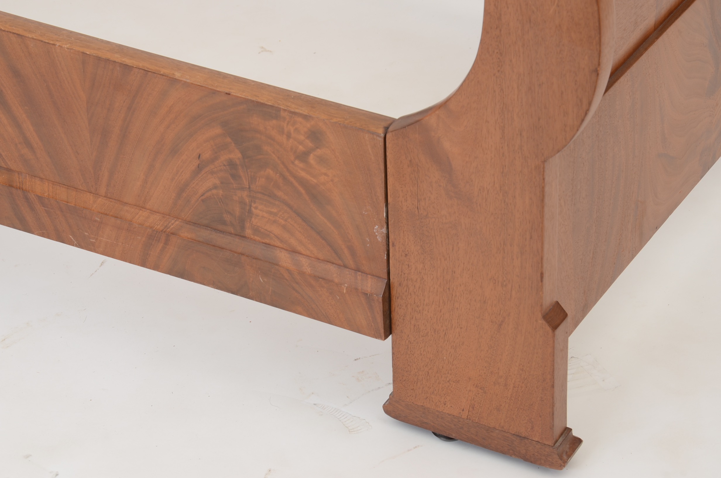 Walnut and Burl Twin Sleigh Bed