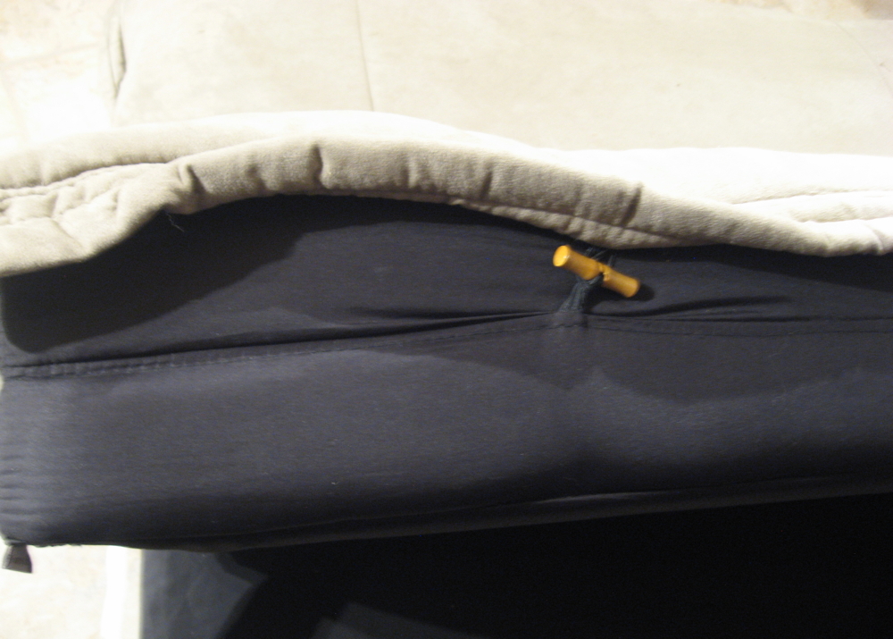 Black Futon with a Tan Suede Microfiber Cushion