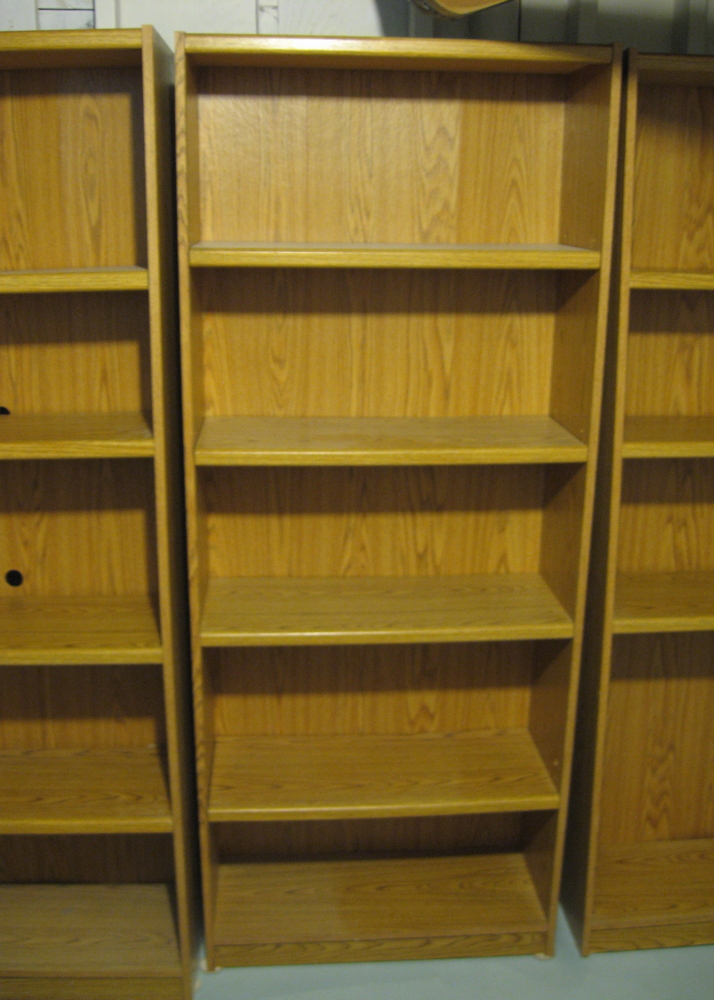 Set of Three Tall Wood Laminate Bookcases
