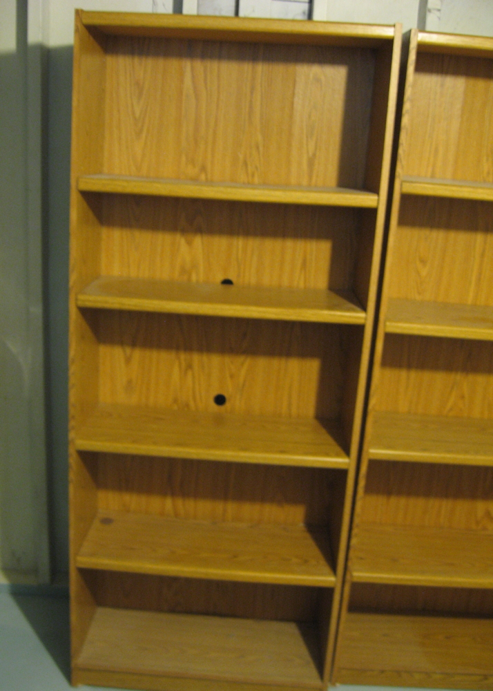 Set of Three Tall Wood Laminate Bookcases