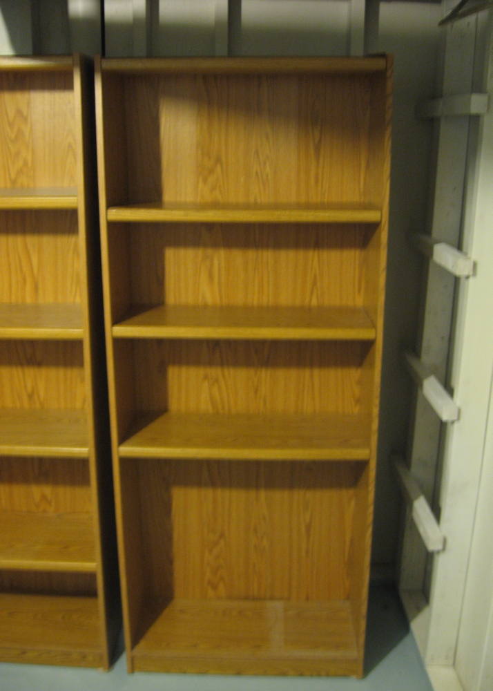 Set of Three Tall Wood Laminate Bookcases