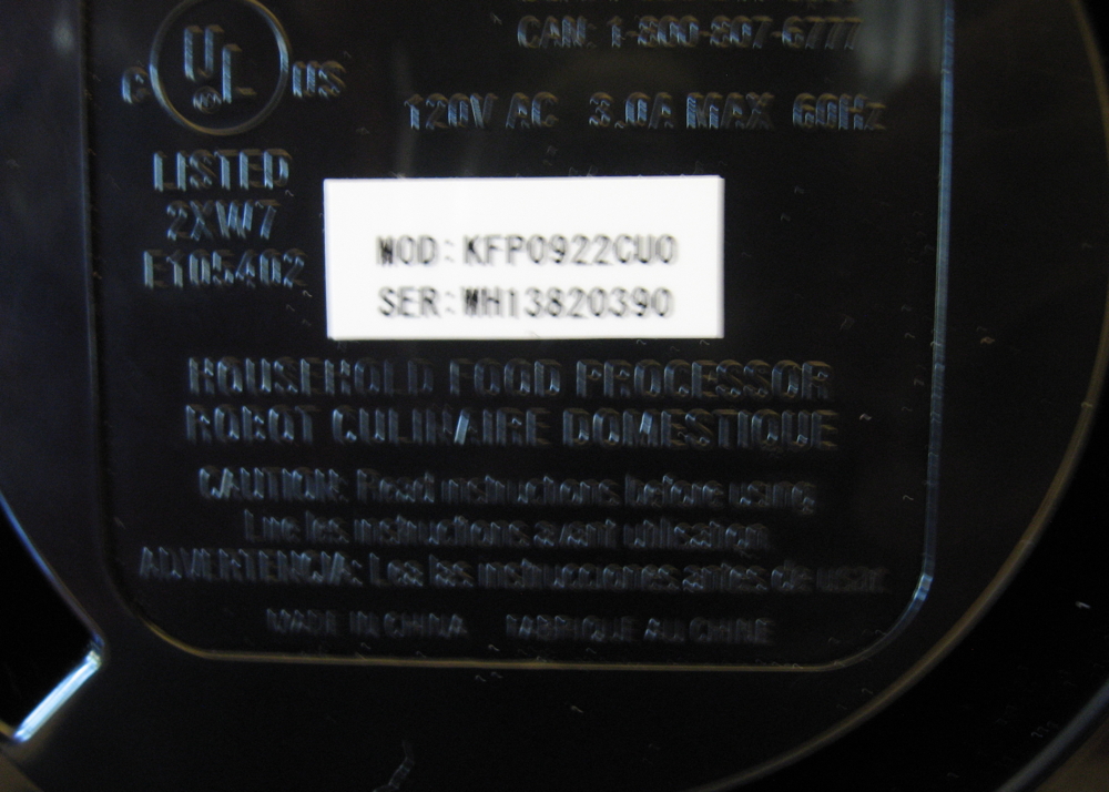 Three-Speed KitchenAid Food Processor.