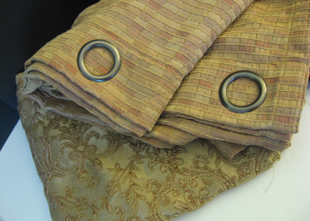 Embroidered Gold Tone Curtain Set