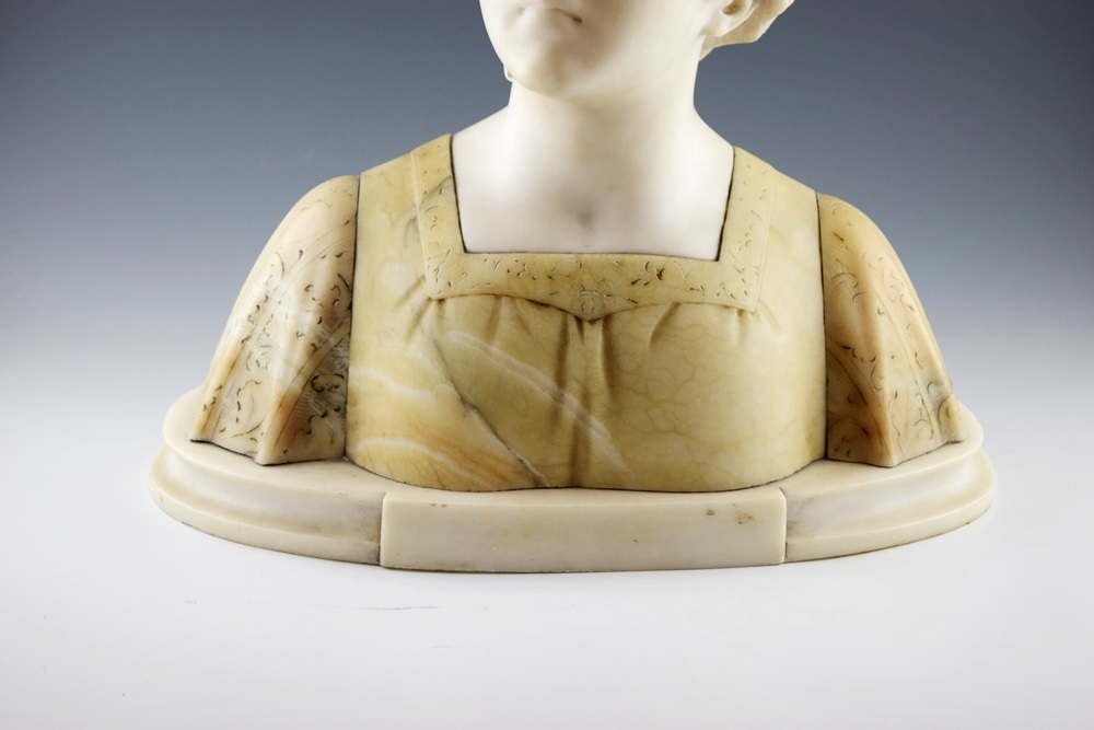 A 19th C. Italian Alabaster Bust by Guiseppe Bessi (1857-1922)
