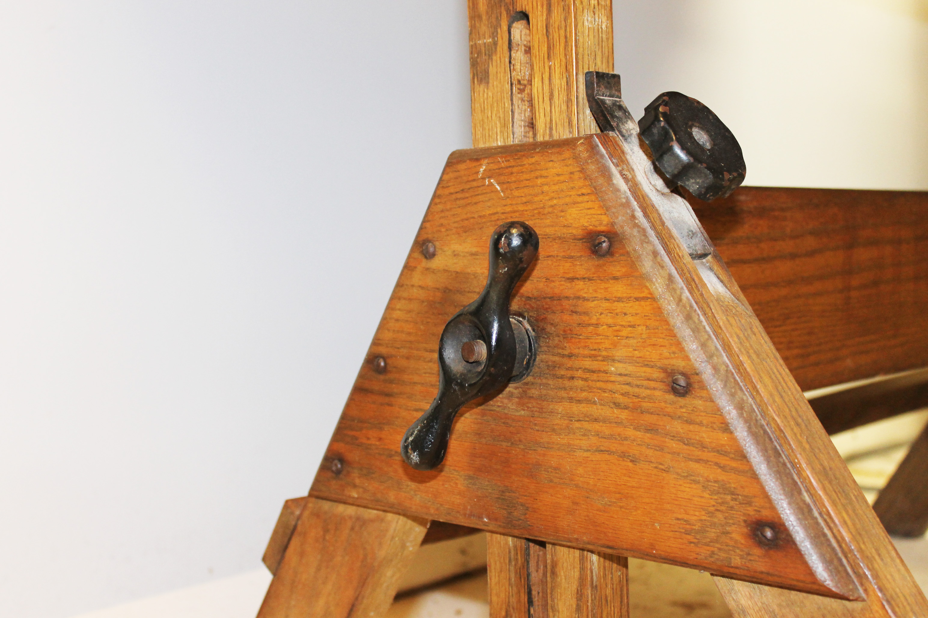 Mid-Century American Industrial Oak Drafting Table By Hamilton   