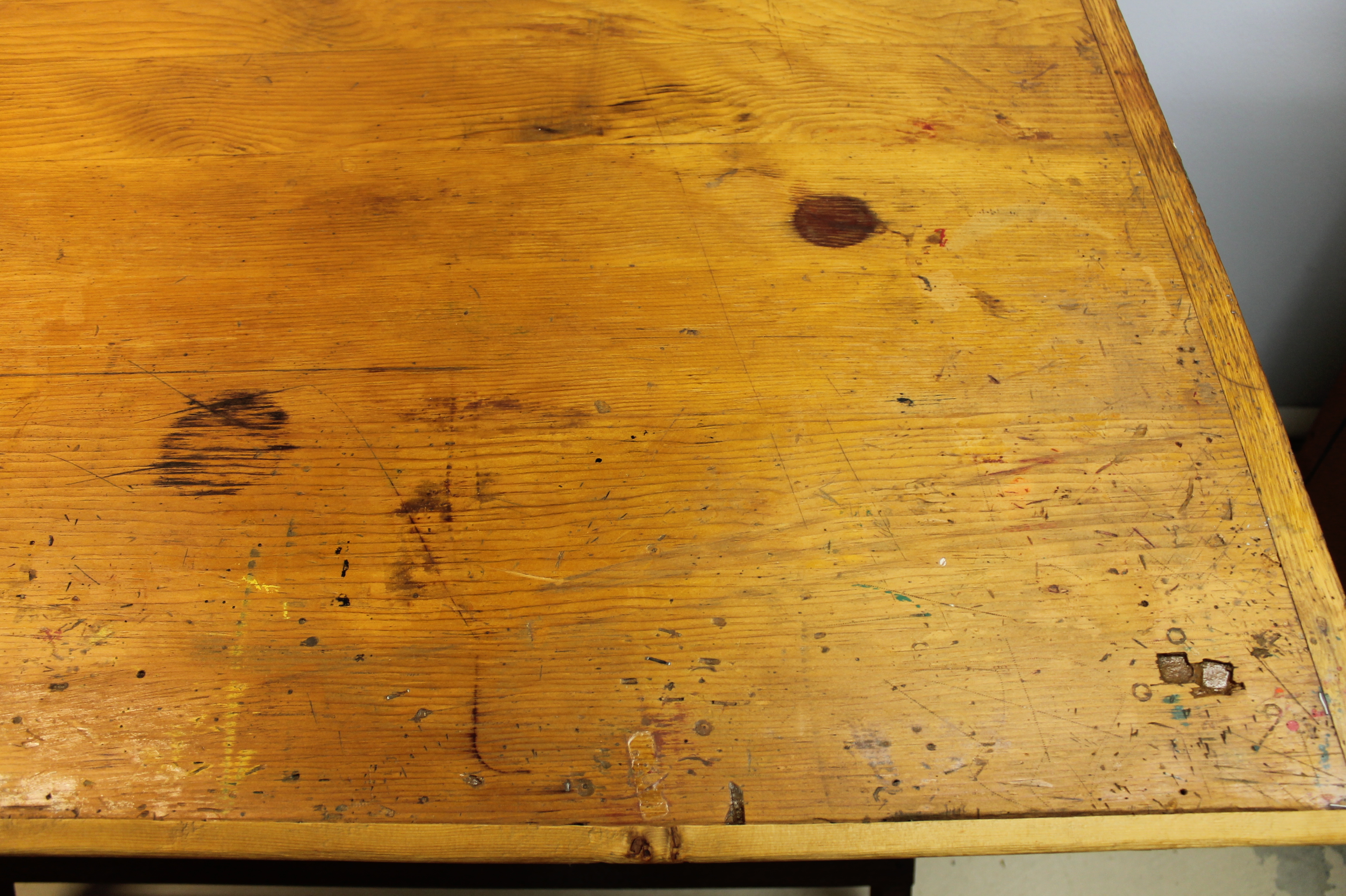 Mid-Century American Industrial Oak Drafting Table By Hamilton   